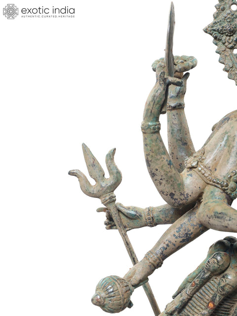 24" Dancing Mahakali in Fierce Tandava Brass Statue