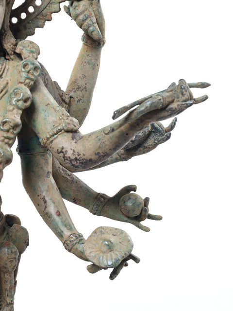 24" Dancing Mahakali in Fierce Tandava Brass Statue