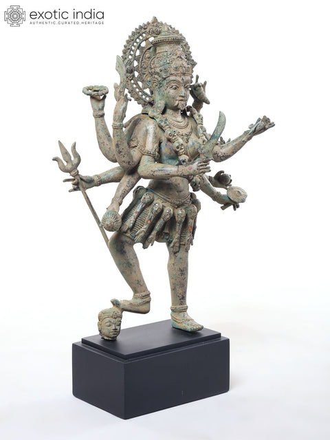 24" Dancing Mahakali in Fierce Tandava Brass Statue