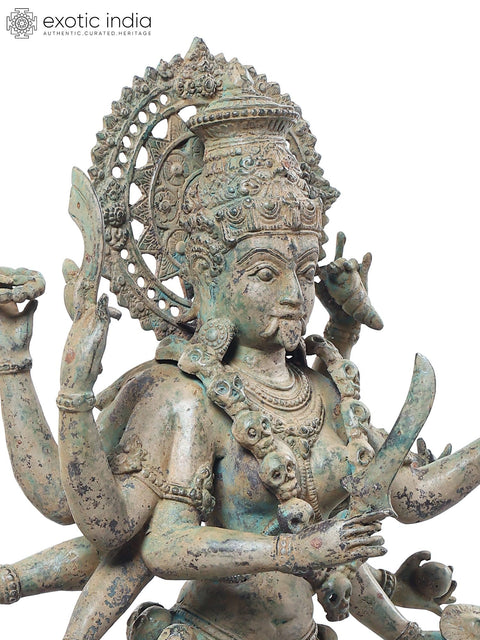 24" Dancing Mahakali in Fierce Tandava Brass Statue