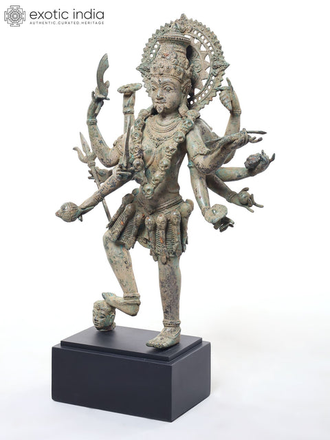 24" Dancing Mahakali in Fierce Tandava Brass Statue