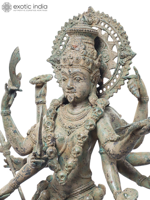 24" Dancing Mahakali in Fierce Tandava Brass Statue