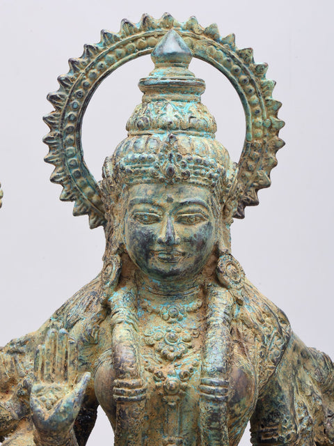 15" Goddess Durga Seated on Nandi | Brass Statue