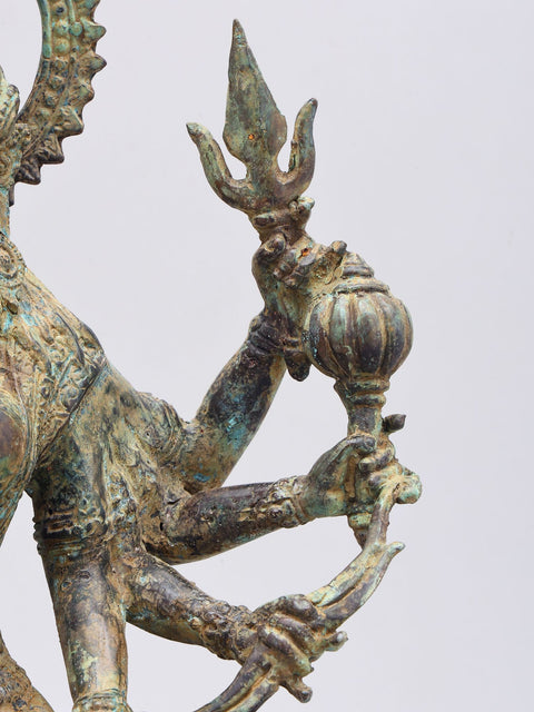 15" Goddess Durga Seated on Nandi | Brass Statue