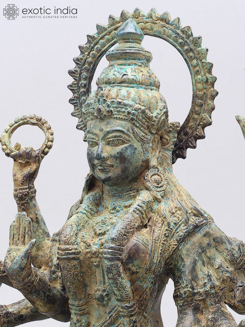 15" Goddess Durga Seated on Nandi | Brass Statue