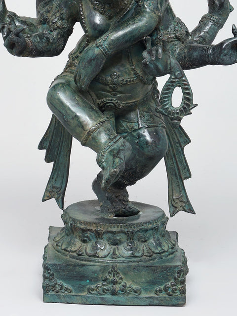 19" Three Headed Dancing Lord Ganesha | Brass Statue