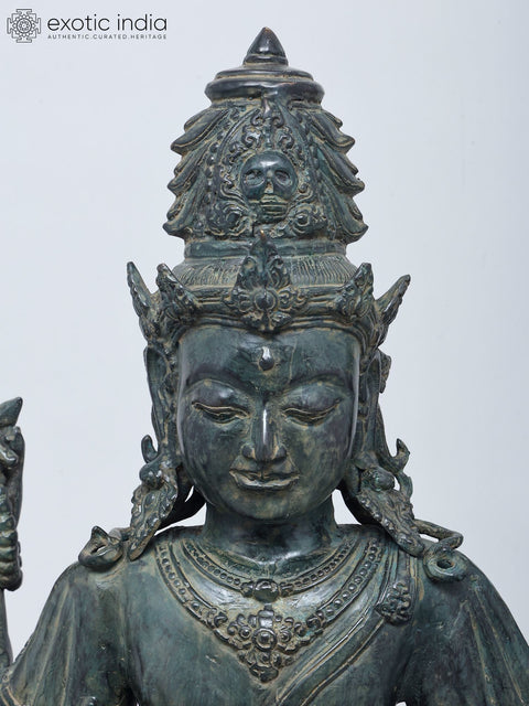 21" Ten Armed Sitting Lord Indra | Brass Casting Using Lost Wax Method
