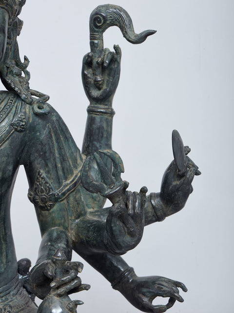 21" Ten Armed Sitting Lord Indra | Brass Casting Using Lost Wax Method