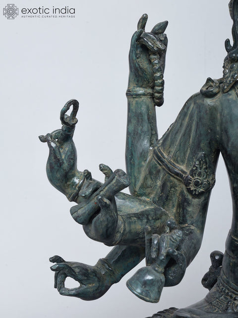 21" Ten Armed Sitting Lord Indra | Brass Casting Using Lost Wax Method