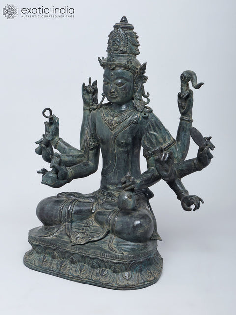 21" Ten Armed Sitting Lord Indra | Brass Casting Using Lost Wax Method
