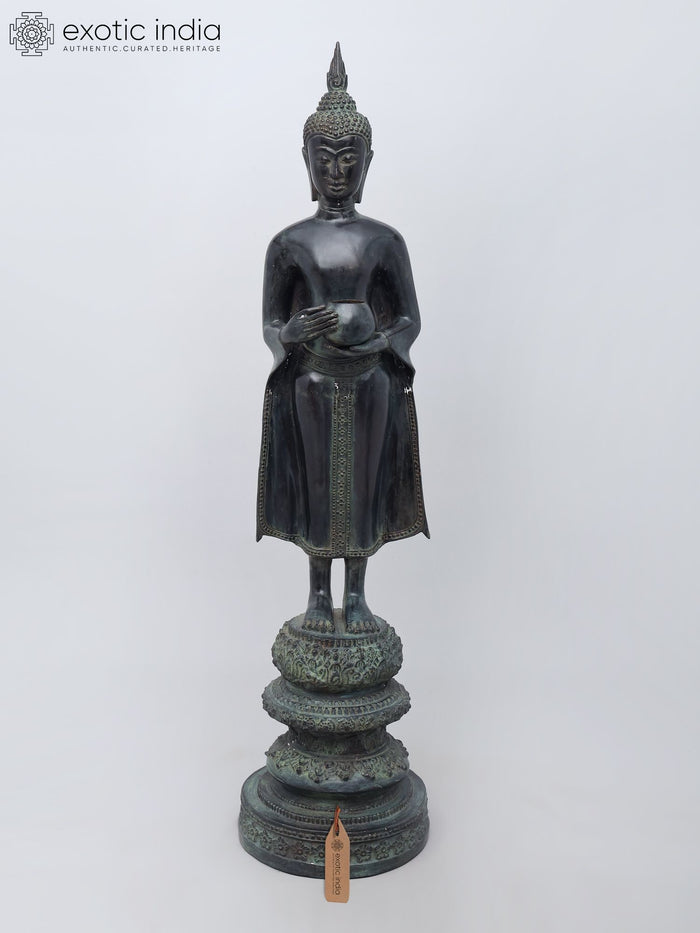 39" Large Graceful Standing Buddha with Offering Bowl