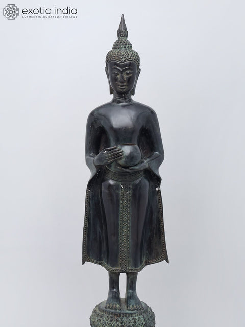 39" Large Graceful Standing Buddha with Offering Bowl