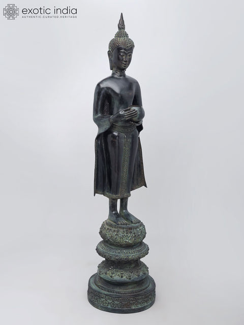 39" Large Graceful Standing Buddha with Offering Bowl