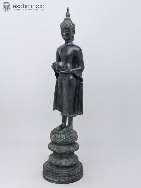39" Large Graceful Standing Buddha with Offering Bowl