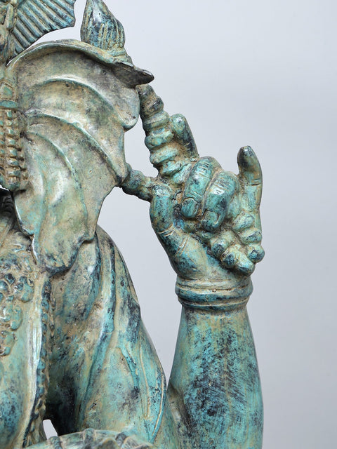 Four-Armed Ganesha with Ankush, Pash and Modak In Brass