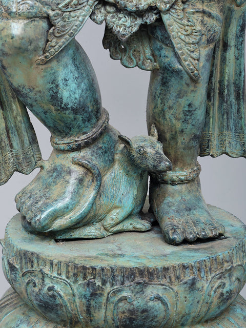 Four-Armed Ganesha with Ankush, Pash and Modak In Brass