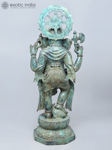 Four-Armed Ganesha with Ankush, Pash and Modak In Brass