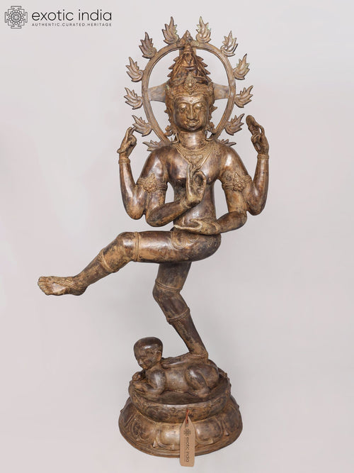 Balinese Nataraja Brass Statue - Dancing Shiva with Apasmara Dwarf