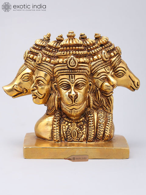 5" Small Panchamukhi Hanuman Bust | Brass Statue