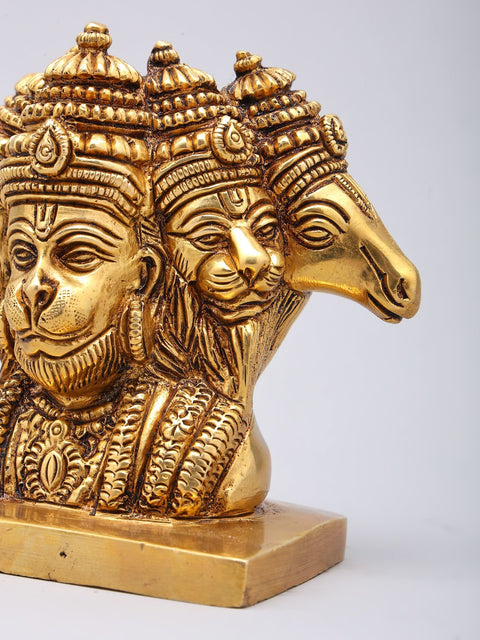 5" Small Panchamukhi Hanuman Bust | Brass Statue
