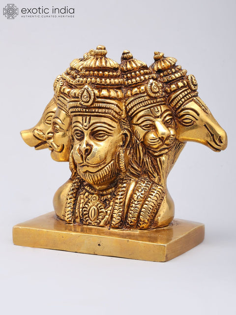 5" Small Panchamukhi Hanuman Bust | Brass Statue