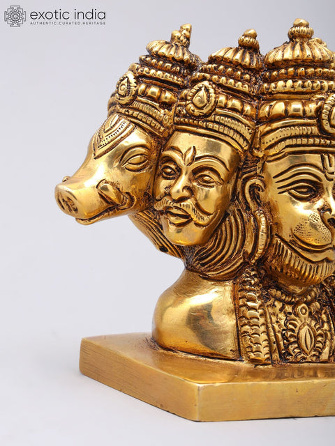 5" Small Panchamukhi Hanuman Bust | Brass Statue