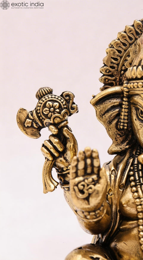 5" Small Superfine Blessing Lord Ganesha | Brass Idol