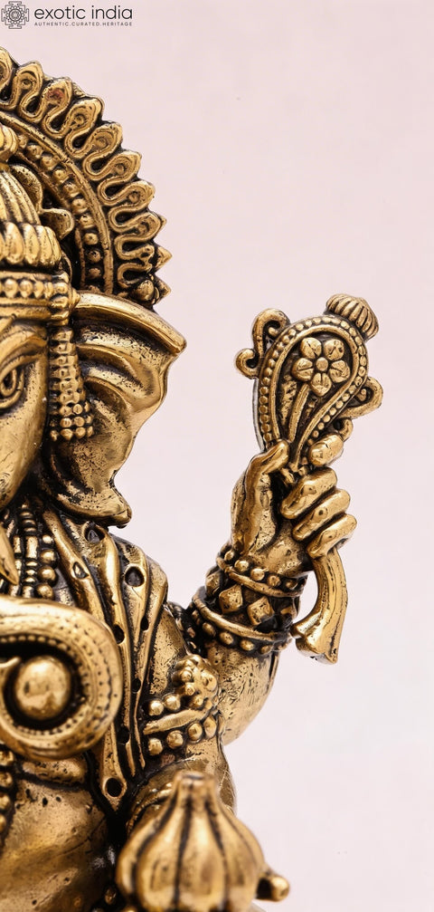 5" Small Superfine Blessing Lord Ganesha | Brass Idol