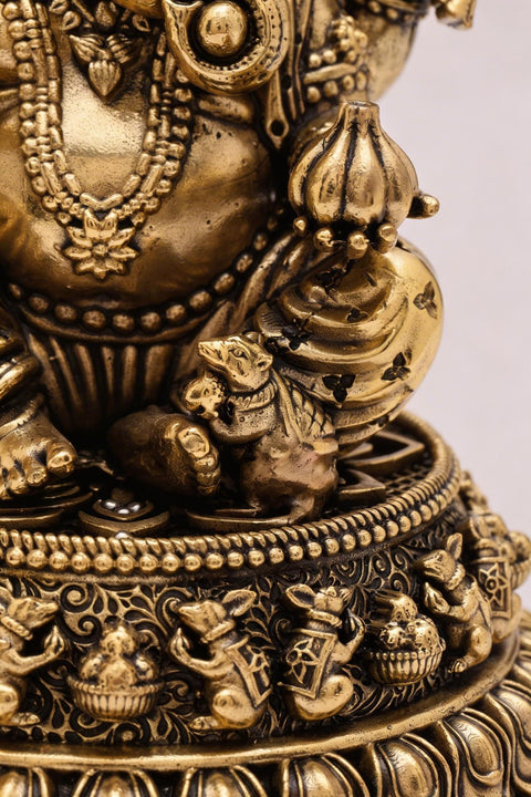 5" Small Superfine Blessing Lord Ganesha | Brass Idol