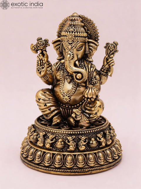 5" Small Superfine Blessing Lord Ganesha | Brass Idol