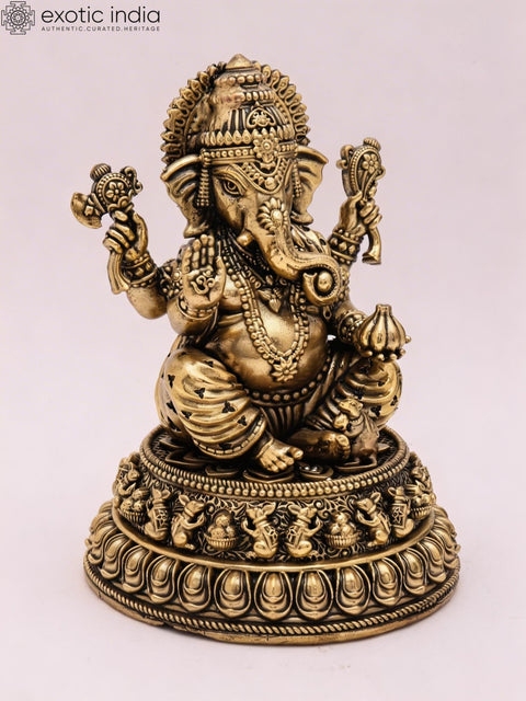 5" Small Superfine Blessing Lord Ganesha | Brass Idol
