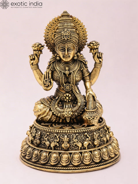 5" Small Superfine Hindu Goddess Lakshmi | Brass Idol