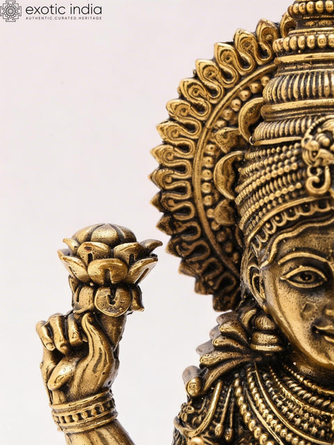 5" Small Superfine Hindu Goddess Lakshmi | Brass Idol