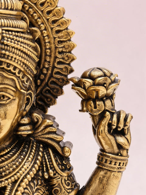 5" Small Superfine Hindu Goddess Lakshmi | Brass Idol