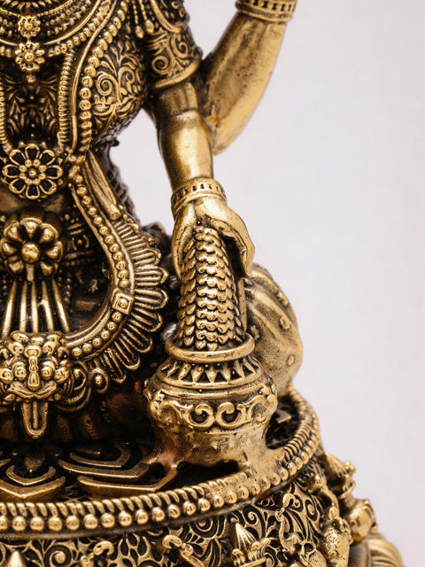 5" Small Superfine Hindu Goddess Lakshmi | Brass Idol