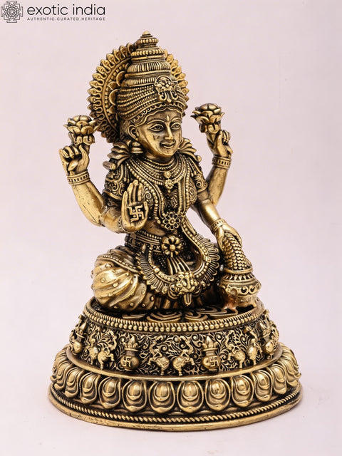 5" Small Superfine Hindu Goddess Lakshmi | Brass Idol