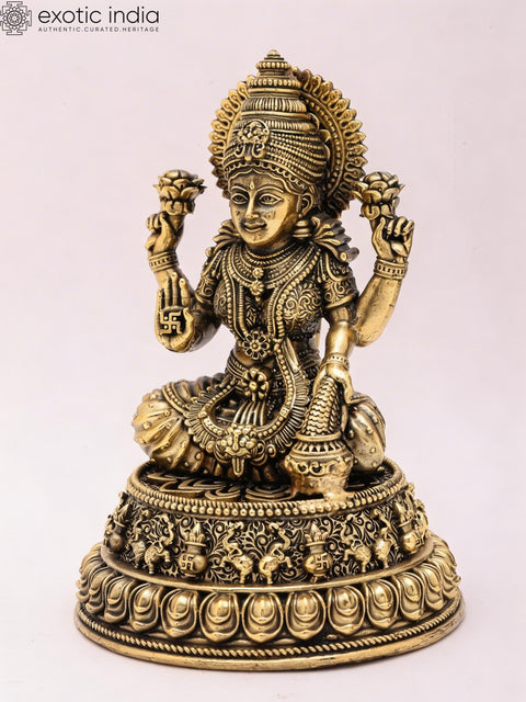 5" Small Superfine Hindu Goddess Lakshmi | Brass Idol