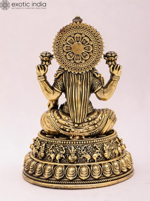 5" Small Superfine Hindu Goddess Lakshmi | Brass Idol