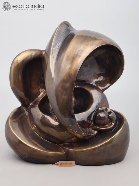 17" Modern Ganesha Statue in Brass