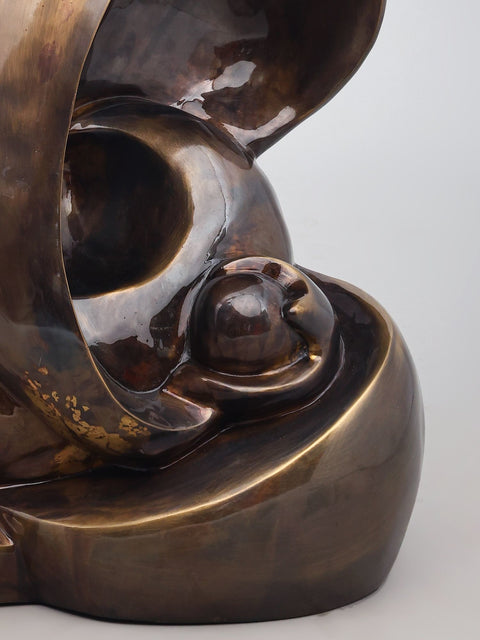 17" Modern Ganesha Statue in Brass