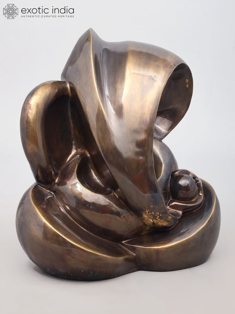 17" Modern Ganesha Statue in Brass