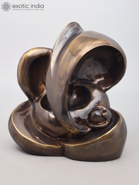 17" Modern Ganesha Statue in Brass