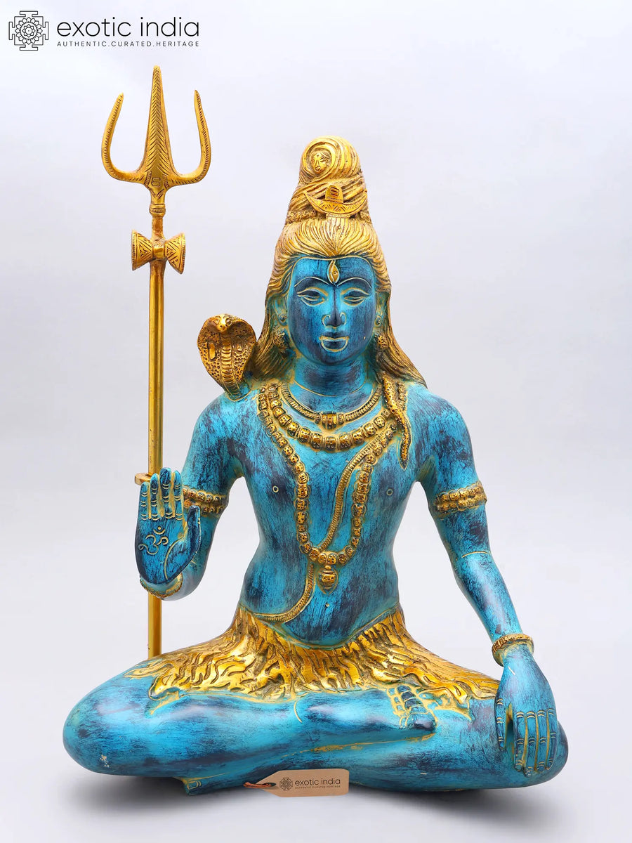 19" Lord Shiva Blessing Handmade Brass Statue