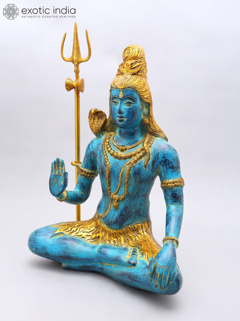 19" Blessing Lord Shiva | Brass Statue