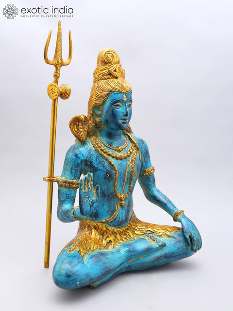 19" Blessing Lord Shiva | Brass Statue