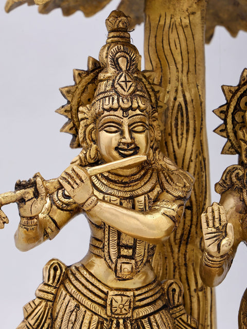 13'' Divine Radha Krishna Standing Under The Tree | Brass Statue