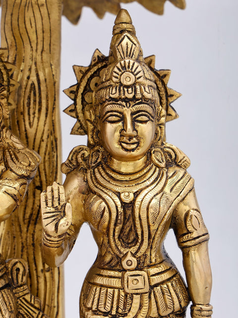 13'' Divine Radha Krishna Standing Under The Tree | Brass Statue