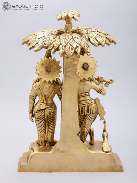 13'' Divine Radha Krishna Standing Under The Tree | Brass Statue