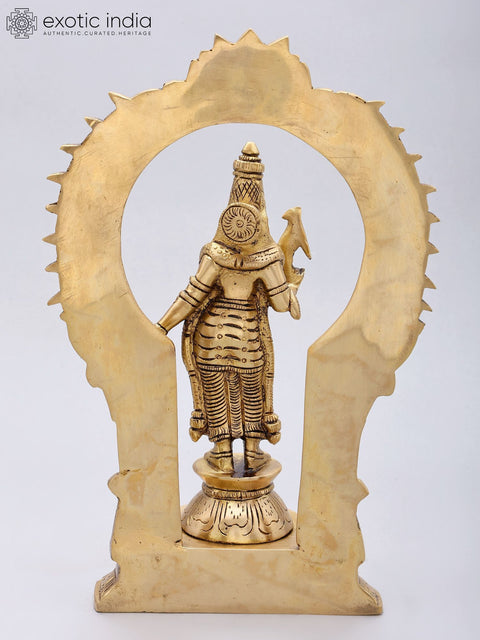 11'' Standing Goddess Meenakshi with Kirtimukha Prabhavali | Brass Statue