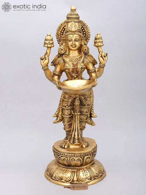 18" Deeplakshmi Handmade Brass Statue for Home Pooja